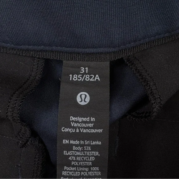 Lululemon Warpstreme Slim Fit Pants Size 31x26 Black Stretch Golf Performance - Picture 4 of 15